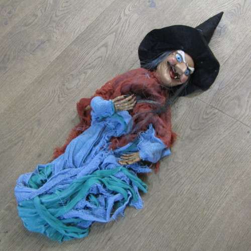 Halloween hanging witch figurine with sound and lights - 139cm