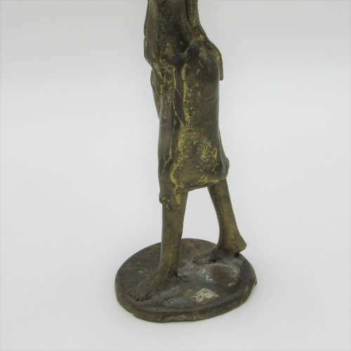Ashanti bronze statue of lady with baby and pot on head - lost wax method used