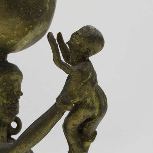 Ashanti bronze statue of lady with baby and pot on head - lost wax method used