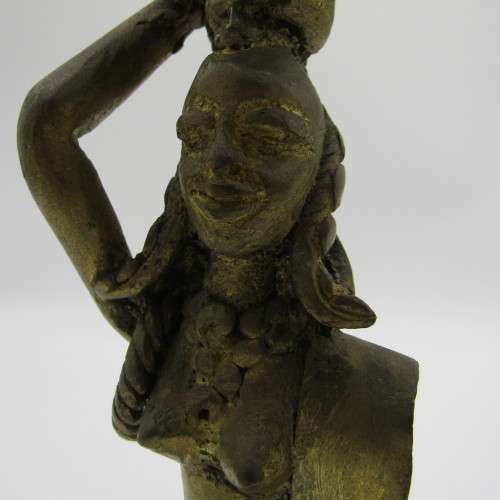 Ashanti bronze statue of lady with pot on head - lost wax method used