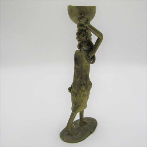 Ashanti bronze statue of lady with pot on head - lost wax method used