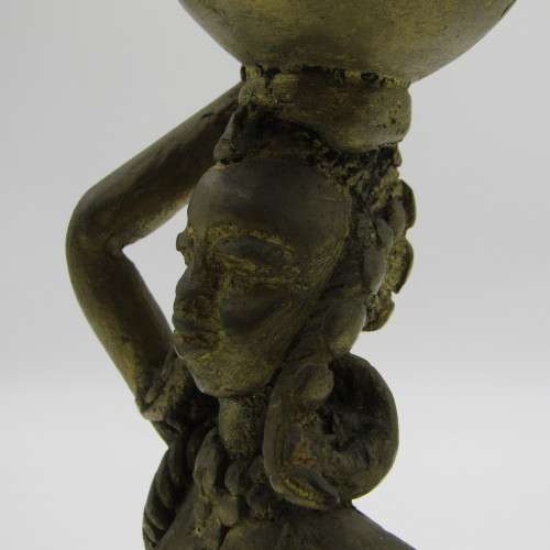 Ashanti bronze statue of lady with pot on head - lost wax method used