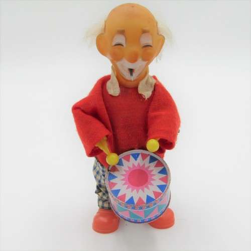 Vintage mechanical clown drummer - working - one loose ankle
