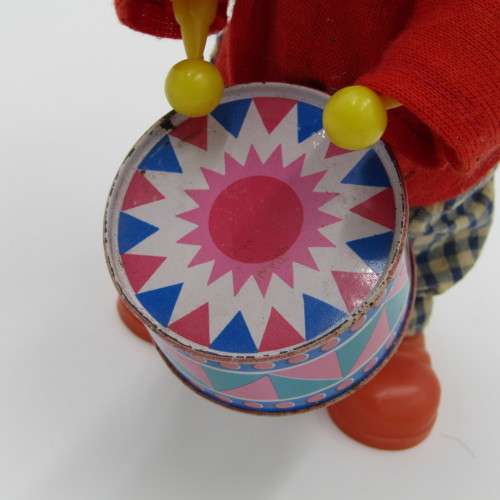 Vintage mechanical clown drummer - working - one loose ankle