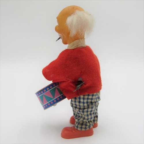 Vintage mechanical clown drummer - working - one loose ankle