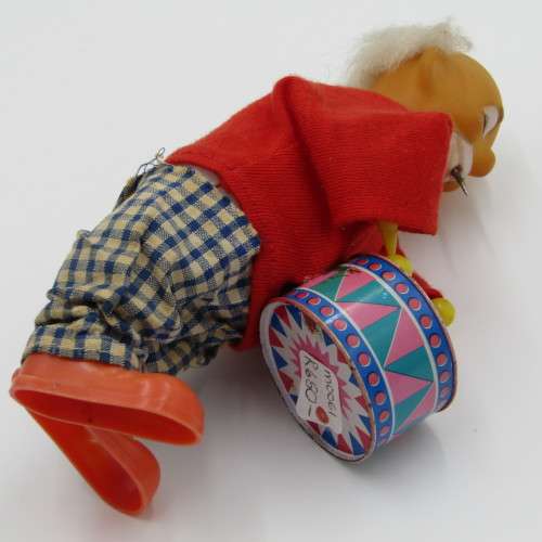Vintage mechanical clown drummer - working - one loose ankle