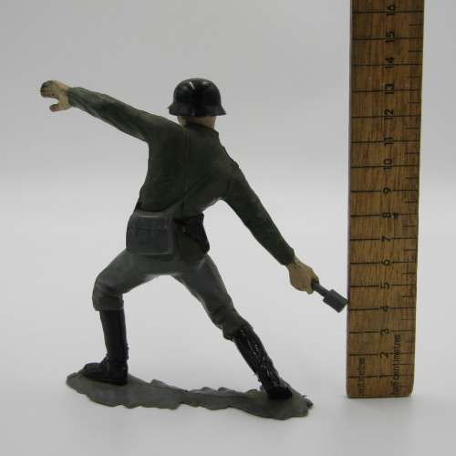 WW2 German soldier - hand grenade thrower - made by Marx toys in Great Britain