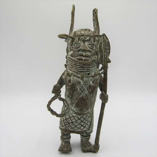 Bronze statue of Benin warrior - height 32cm