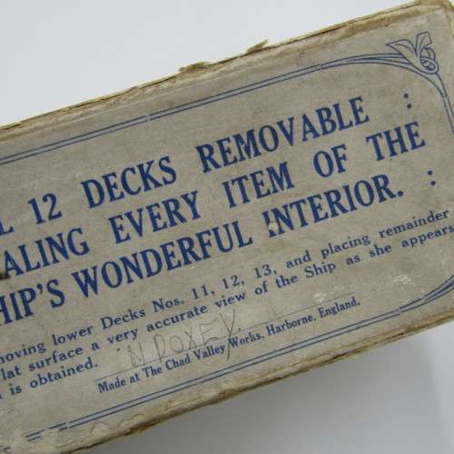R.M.S Queen Mary - unique take to pieces model ship in box - made by Chad Valley Works
