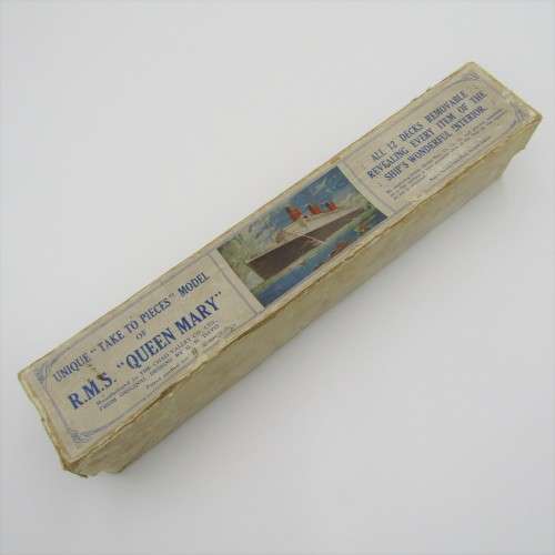 R.M.S Queen Mary - unique take to pieces model ship in box - made by Chad Valley Works