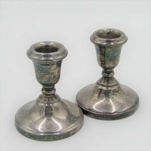 Pair of Lambidis original Silverware candle holders