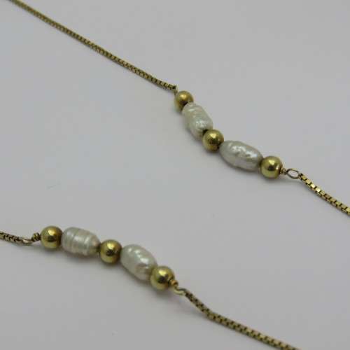 14kt gold chain with 4 pearls - Length 80 cm - Weight 6,7 g
