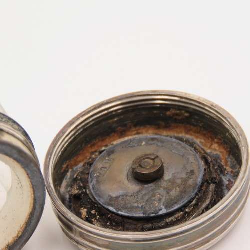 Antique double sided glass container with sterling silver lids - Total weight 237,6 g
