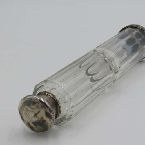 Antique double sided glass container with sterling silver lids - Total weight 237,6 g