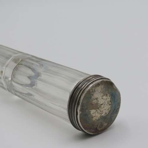 Antique double sided glass container with sterling silver lids - Total weight 237,6 g