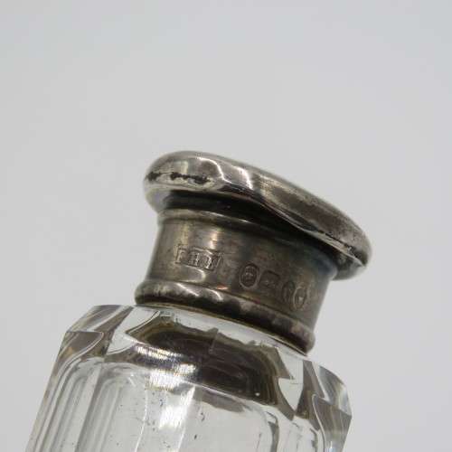 Antique double sided glass container with sterling silver lids - Total weight 237,6 g