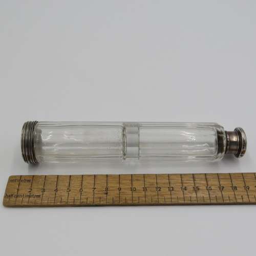 Antique double sided glass container with sterling silver lids - Total weight 237,6 g