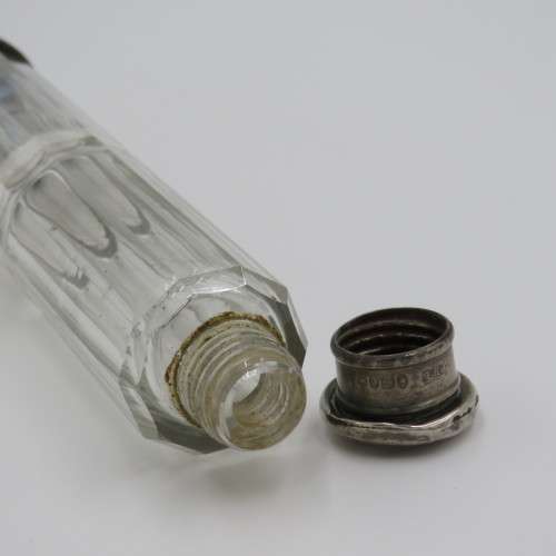 Antique double sided glass container with sterling silver lids - Total weight 237,6 g