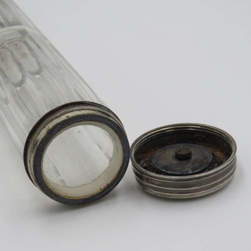 Antique double sided glass container with sterling silver lids - Total weight 237,6 g