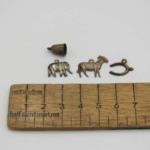Lot of 4 antique Christmas pudding charms