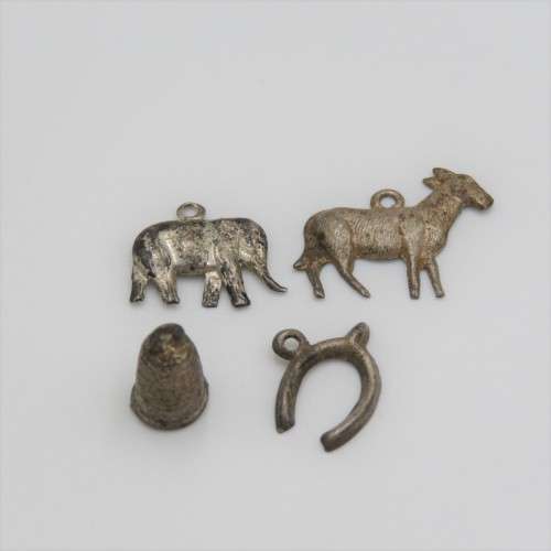 Lot of 4 antique Christmas pudding charms