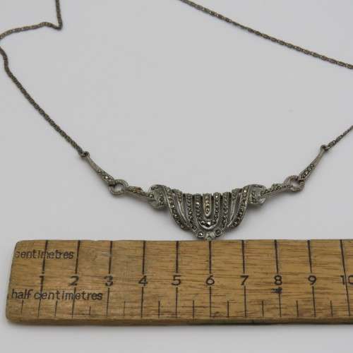 Sterling silver choker necklace with marcasites - Top quality - 9,3 g - Length 43 cm
