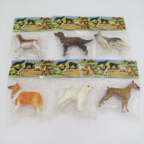 Vintage set of 6 collectible plastic dogs