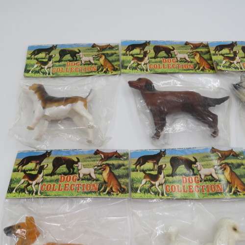 Vintage set of 6 collectible plastic dogs