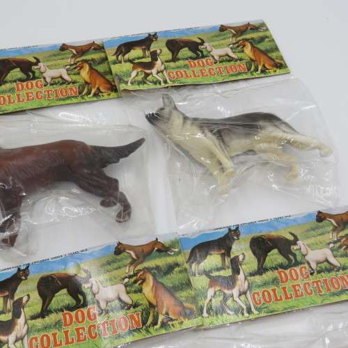 Vintage set of 6 collectible plastic dogs