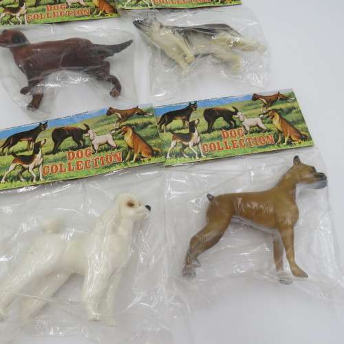 Vintage set of 6 collectible plastic dogs