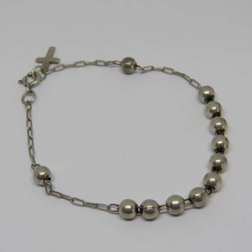 Sterling silver bracelet with cross charm - Weighs 4,8 g