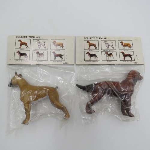Vintage set of 6 collectible plastic dogs
