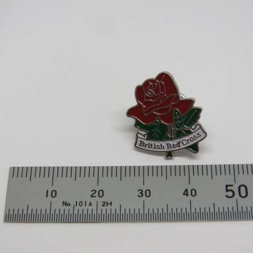 British Red Cross rose pin badge