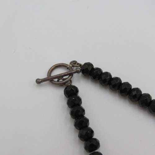 Black bead necklace with pearls and crystals - Possibly Jet - With earrings - Necklace length 48 cm
