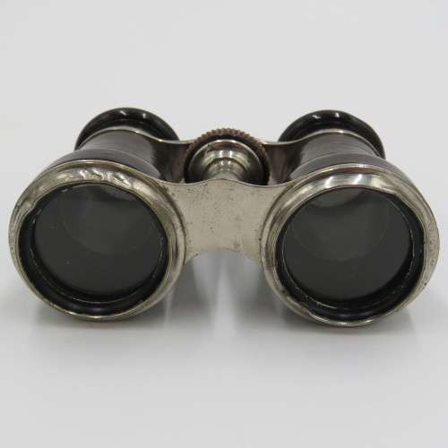 Antique pair of opera binoculars with leather pouch