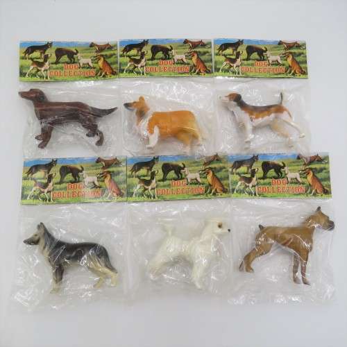 Vintage set of 6 collectible plastic dogs