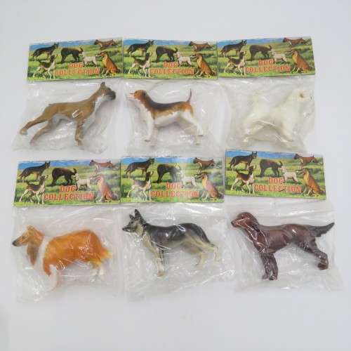 Vintage set of 6 collectible plastic dogs