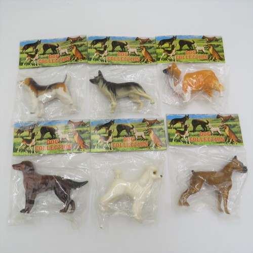 Vintage set of 6 collectible plastic dogs