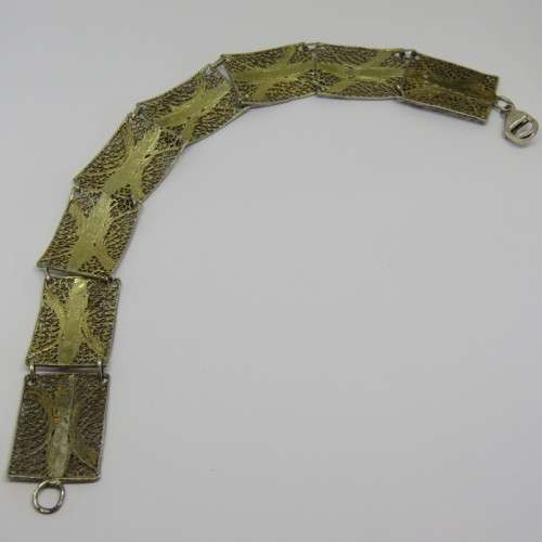 Beautiful Filigree sterling silver bracelet - Weighs 11,8 g - Length 21 cm