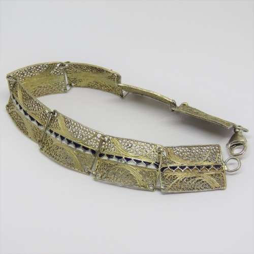 Beautiful Filigree sterling silver bracelet - Weighs 11,8 g - Length 21 cm