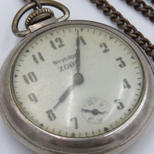 Vintage Westclox Zobo pocketwatch with chain - Not working - Total length of chain 46 cm