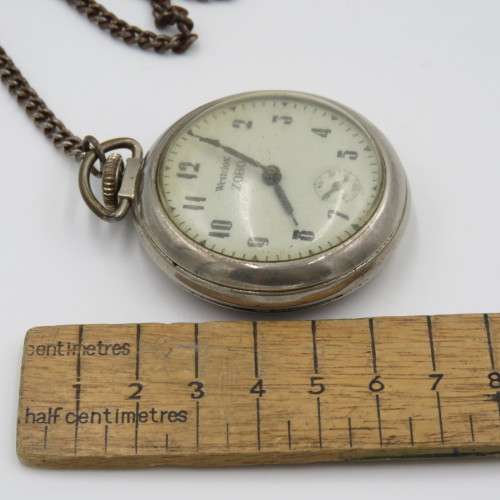 Vintage Westclox Zobo pocketwatch with chain - Not working - Total length of chain 46 cm