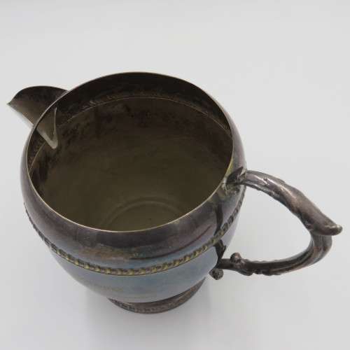 EMESS Silverplate on brass water jug presented to Captain LH Knaggs