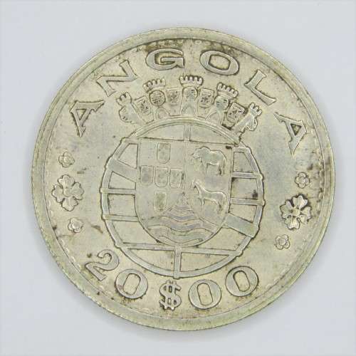 1952 Angola Silver 20 Escudos - AU