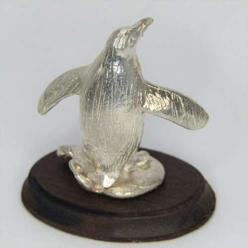 Sterling silver African penguin Sculpture by Stuart Benade
