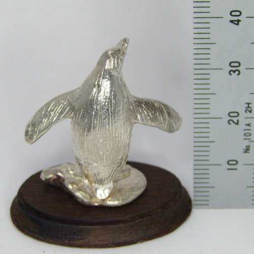 Sterling silver African penguin Sculpture by Stuart Benade