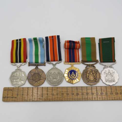 Set of 6 SADF Border War medals issued to 72110216 KV Lieutenant T.G. Swanepoel