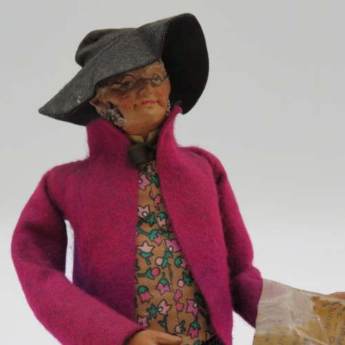 Vintage Composition doll figurine - Sit and reads newspaper - Box not included