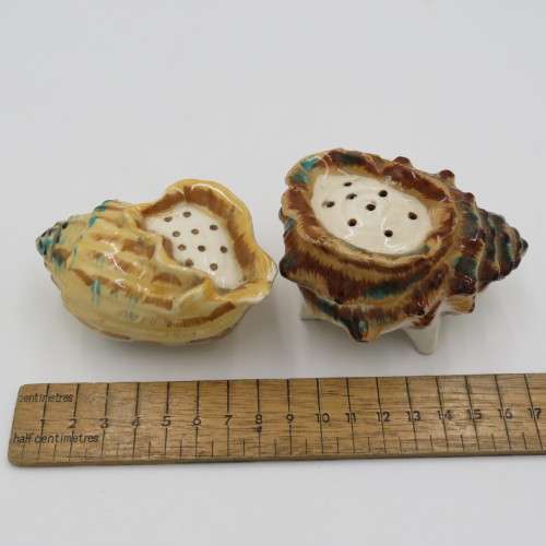 Pair of Conch shell salt and pepper shakers