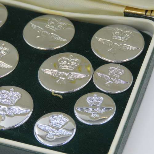 Set of 12 Royal Air Force buttons in the Society Shop case